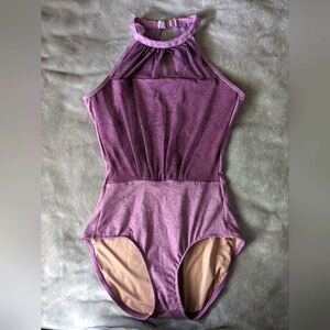 Bal Togs Mauve Fern Shirred Mesh Halter Leotard Adult Medium LIKE-NEW